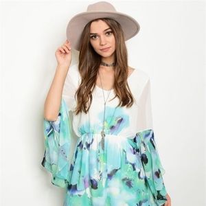 NWT ModCloth bell sleeve watercolor dress